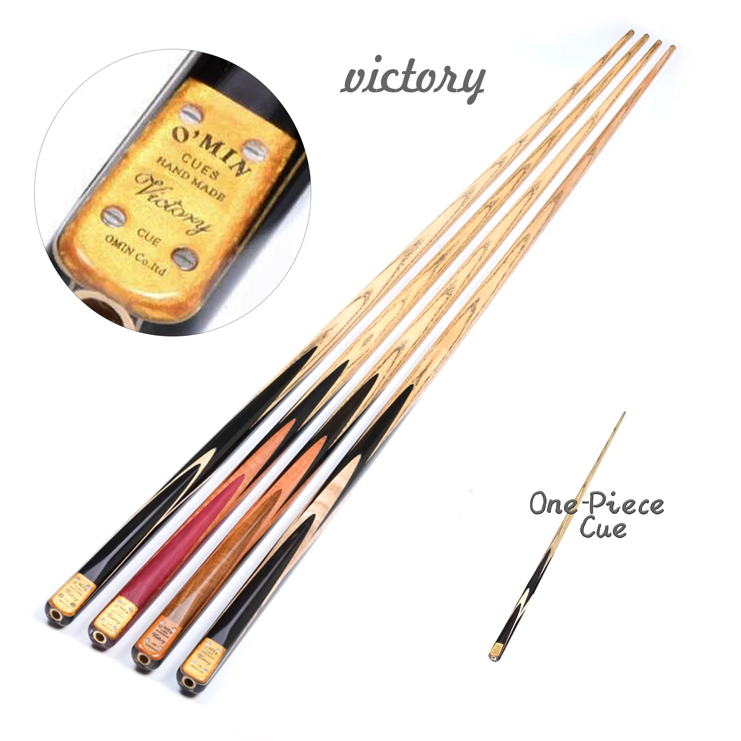 Omin Victory JO-3 1 Piece Single Pool Snooker & Billiard Cues Handmade Snooker Cue Stick Brass Ash Wood Pool Game