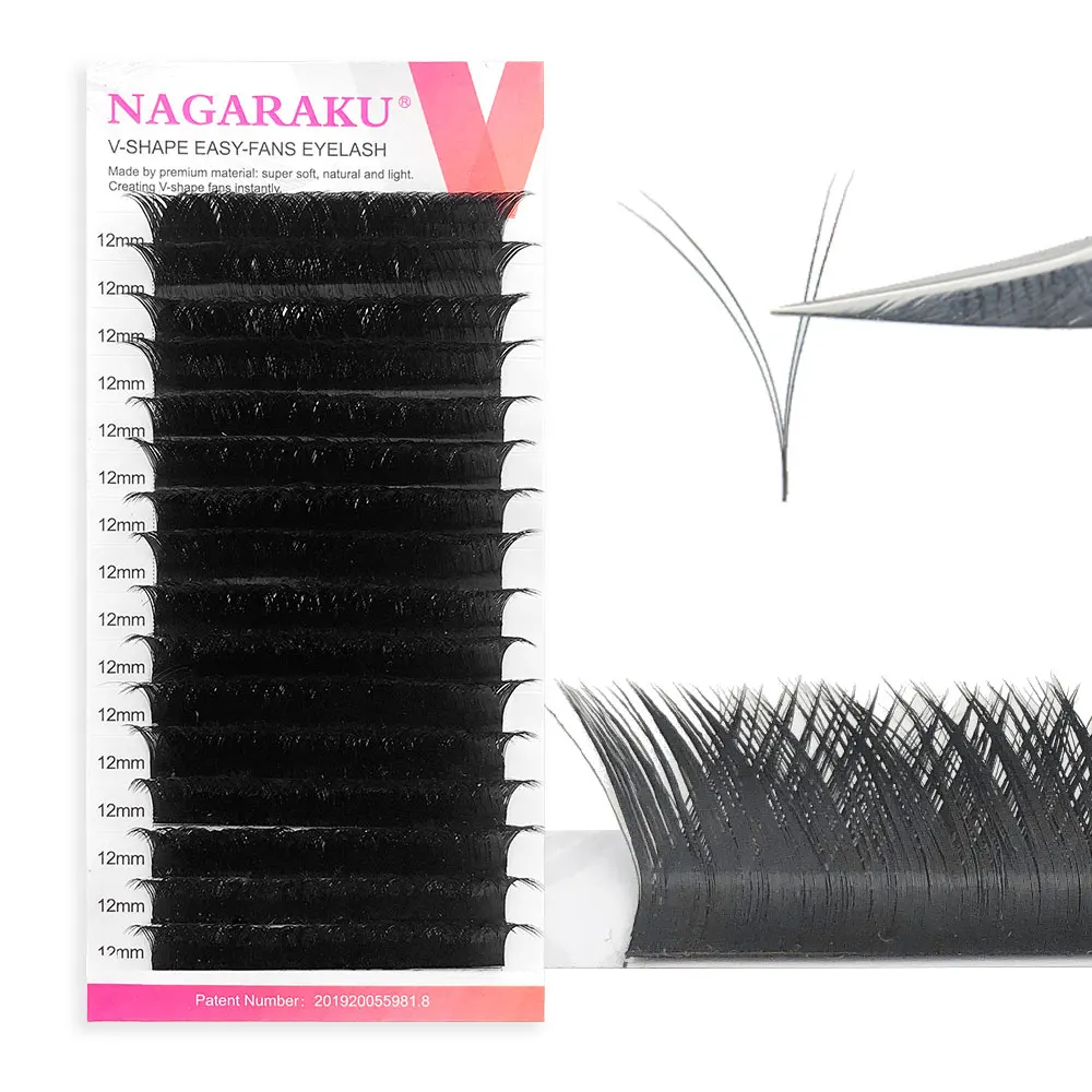 NAGARAKU Makeup V Shape Auto-Fans Eyelash Extension Volume Lashes Maquiagem Clios 0.05mm Easy-Fans Premium Natural Eyelashes