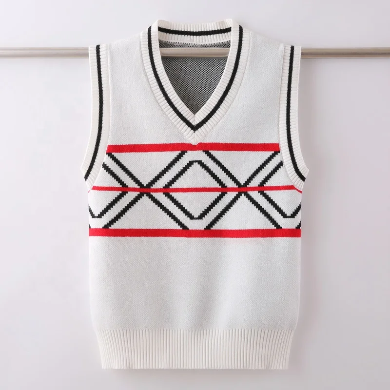 
New arrivals 100% cotton custom winter v neck argyle pattern sleeveless sweater vest for baby 