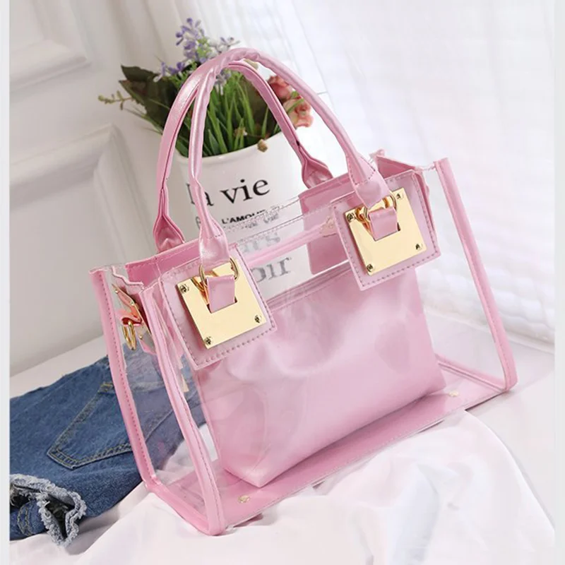 2021 Fashion Women Shoulder Bag Clear Handbags Jelly Clutch Purse Transparent Purses Women Tote Handbags PVC Bag with Handle