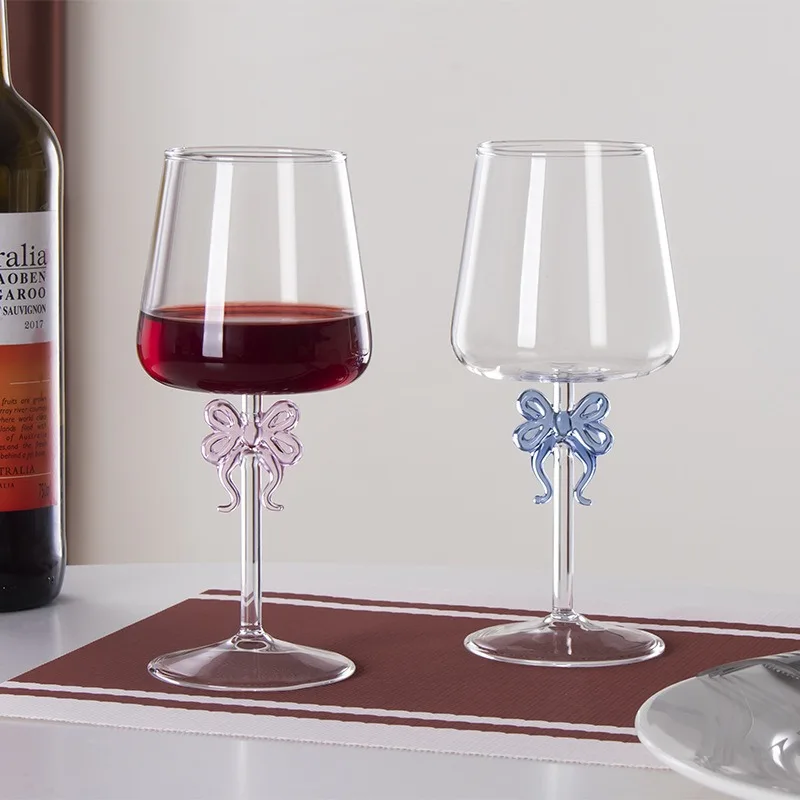 Creative Red Wine Glass Bow Tie Wine Glass for Party Anniversary Wedding