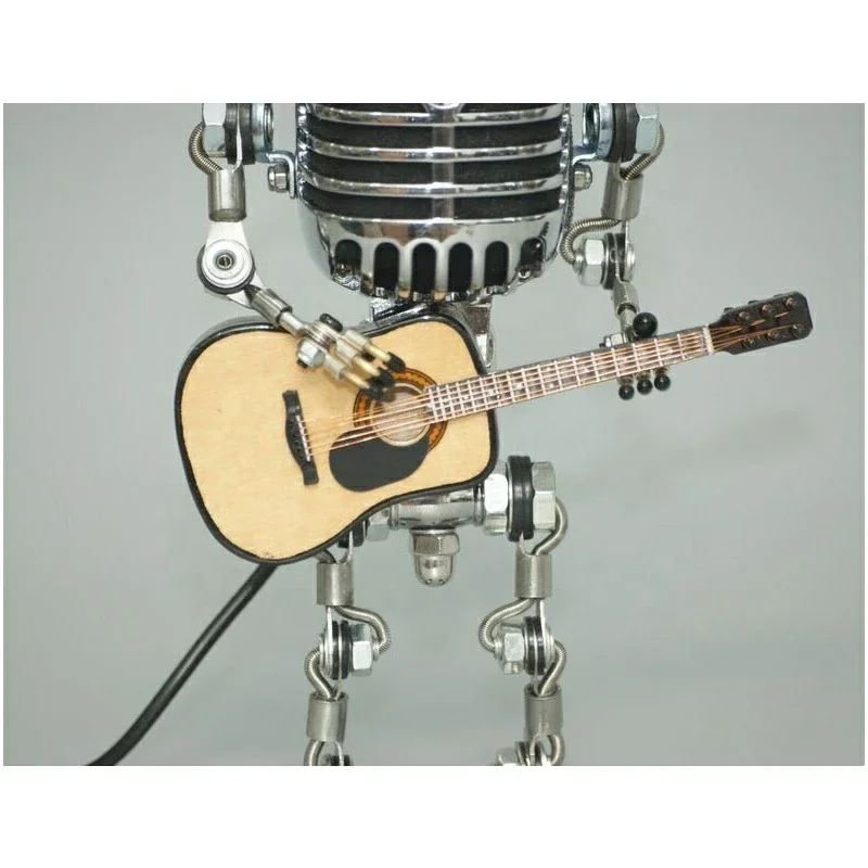 Vintage Model Playing Guitar Decoration Desk Lamp Retro Wrought Iron Microphone Lamp Robot Desk Lamp Decoration
