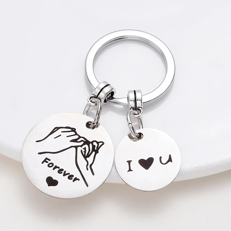 Fashion Engraved Forever Promise Keyring Couples Boyfriend Husband Anniversary Gift Keychain Jewelry Women Men Key Fob