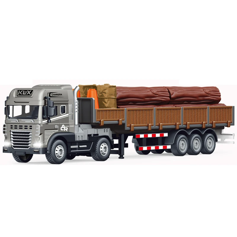 KLX 1:24 Child Toys Die Cast Friction Truck And Trailer Transport Vehicle Toys Alloy Transporter Trailer Toy