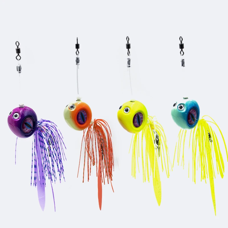 Big Luminous Metal Jigs Fishing Lure 100g 120g 150g 200g 250g 300g Silicone Skirt Glow  Jigging Head Lure