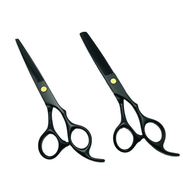 GBH01B 6.0 inch black titan titanium coating color professional cheap and fine hair cutting scissors shears set kit