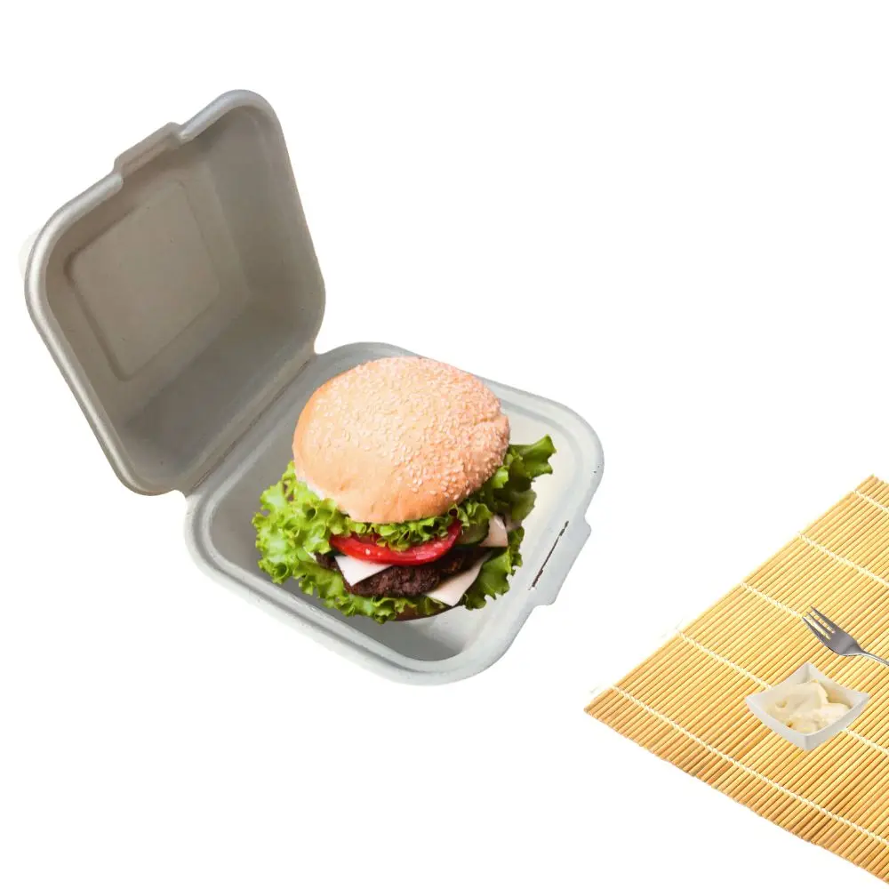Eco Friendly 450ml Mini Disposable Sugarcane Pulp Tableware Food Grade Bagasse Fiber Food Packaging Container