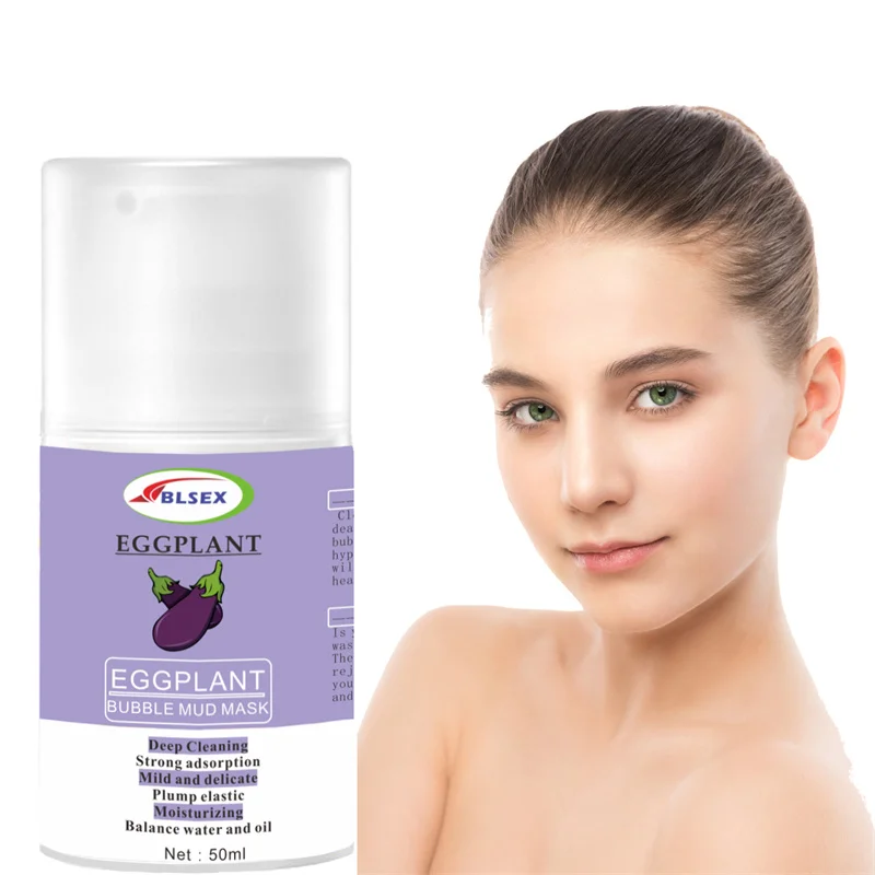 Customize Wholesale Eggplant Bubble Mud Mask 50ml Natural Skin Care  Eggplant Mud Mask Sleeping Mask   Deep Cleansing Bubble