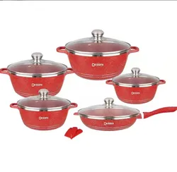 Amazon hot selling Dessini 12pcs aluminum alloy non stick ceramics decoration  kitchen pot cookware