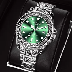 Luxury Retro Quartz Watches AIYISHI Top Brand Stainless Steel Calendar Waterproof Luminous Watch Men Golden Wristwatches