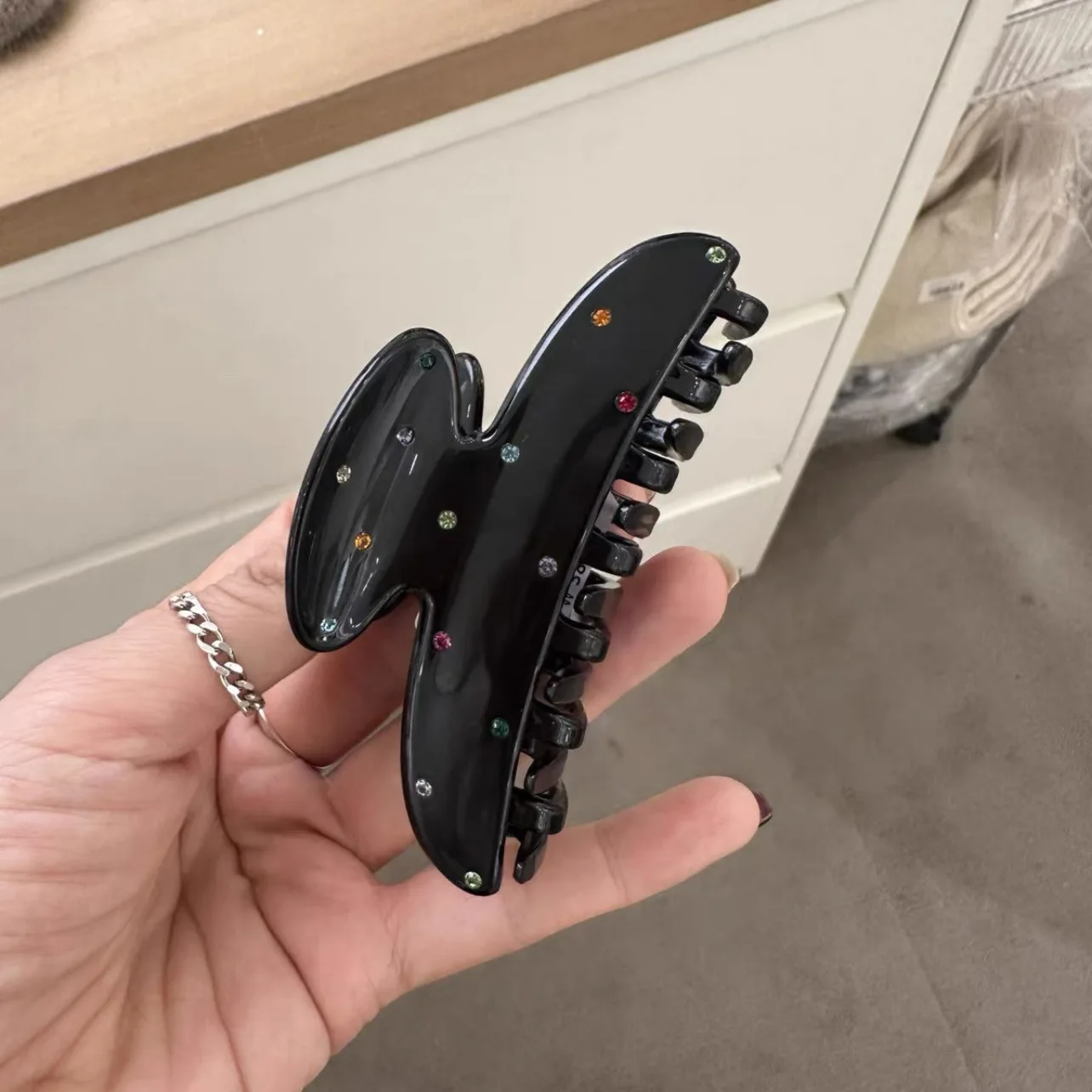 Korean Color Diamond Full Diamond Acetic Acid Grab Artistic Retro Style Full Diamond Shark Grab Hair Clip Hair Accessory Women