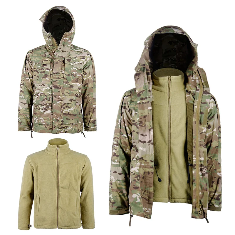 Roewe Custom 3 in 1 CP Tactical Sports Waterproof Winter  US Thermal Outwear Thick Jacket With Hood Tactical Style Parkas