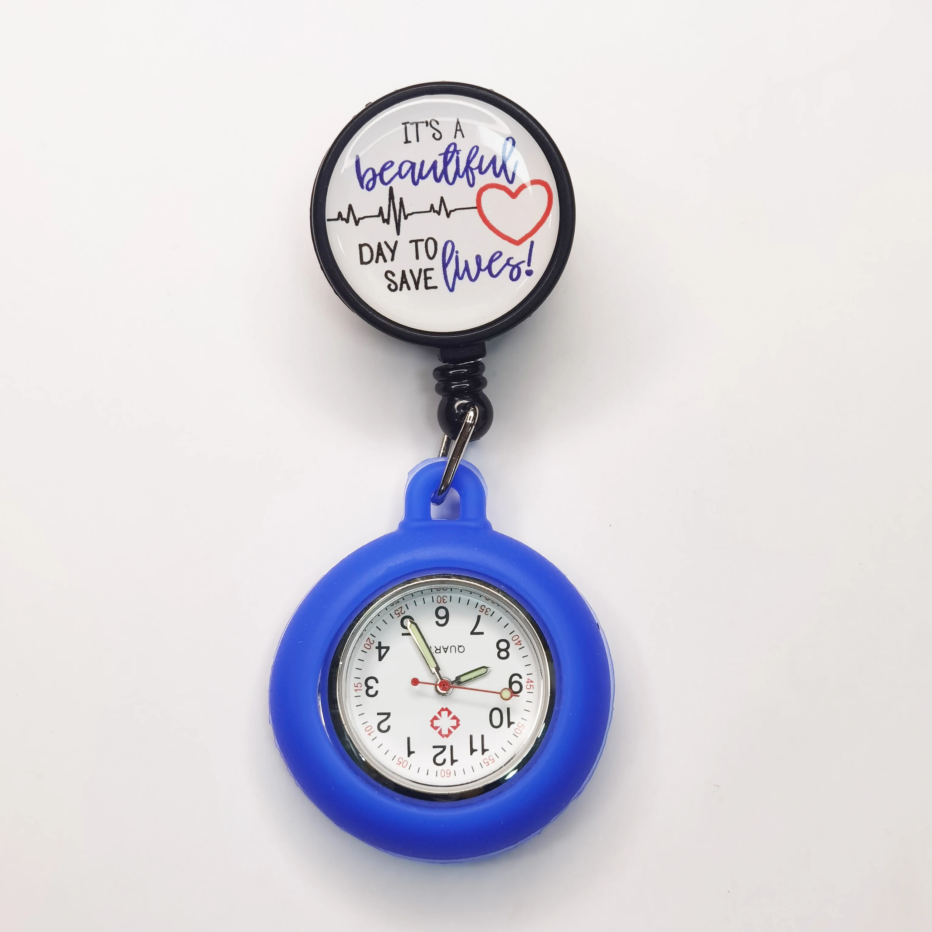 Retractable Badge Reel  ID card name card holder silicone nurse watch 2 in 1