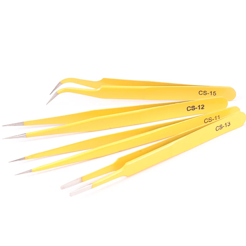 Stainless steel anti-static tweezers element IC clamping precision long tweezers