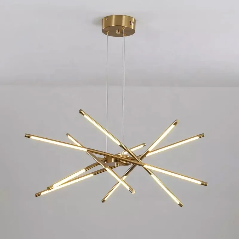 Post modern Hotel Home Kitchen golden chandeliers creative acrylic led pendant lights