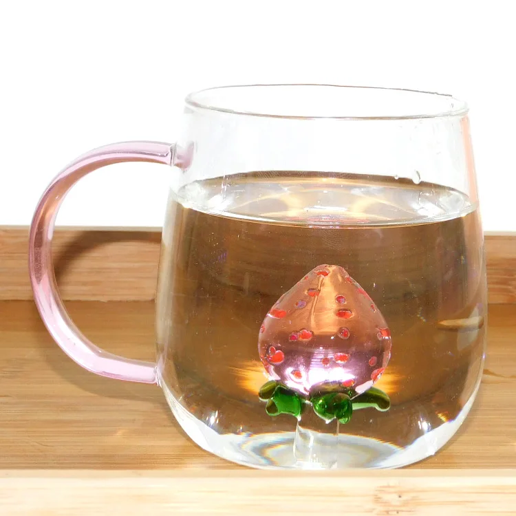 borosilicate heat-resistant glass cup with three-dimensional animal