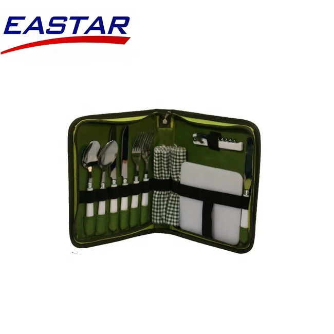 Custom Folding Mini Picnic Basket Tote Picnic Set Outdoor Camping 2 Person Picnic Wallet Set