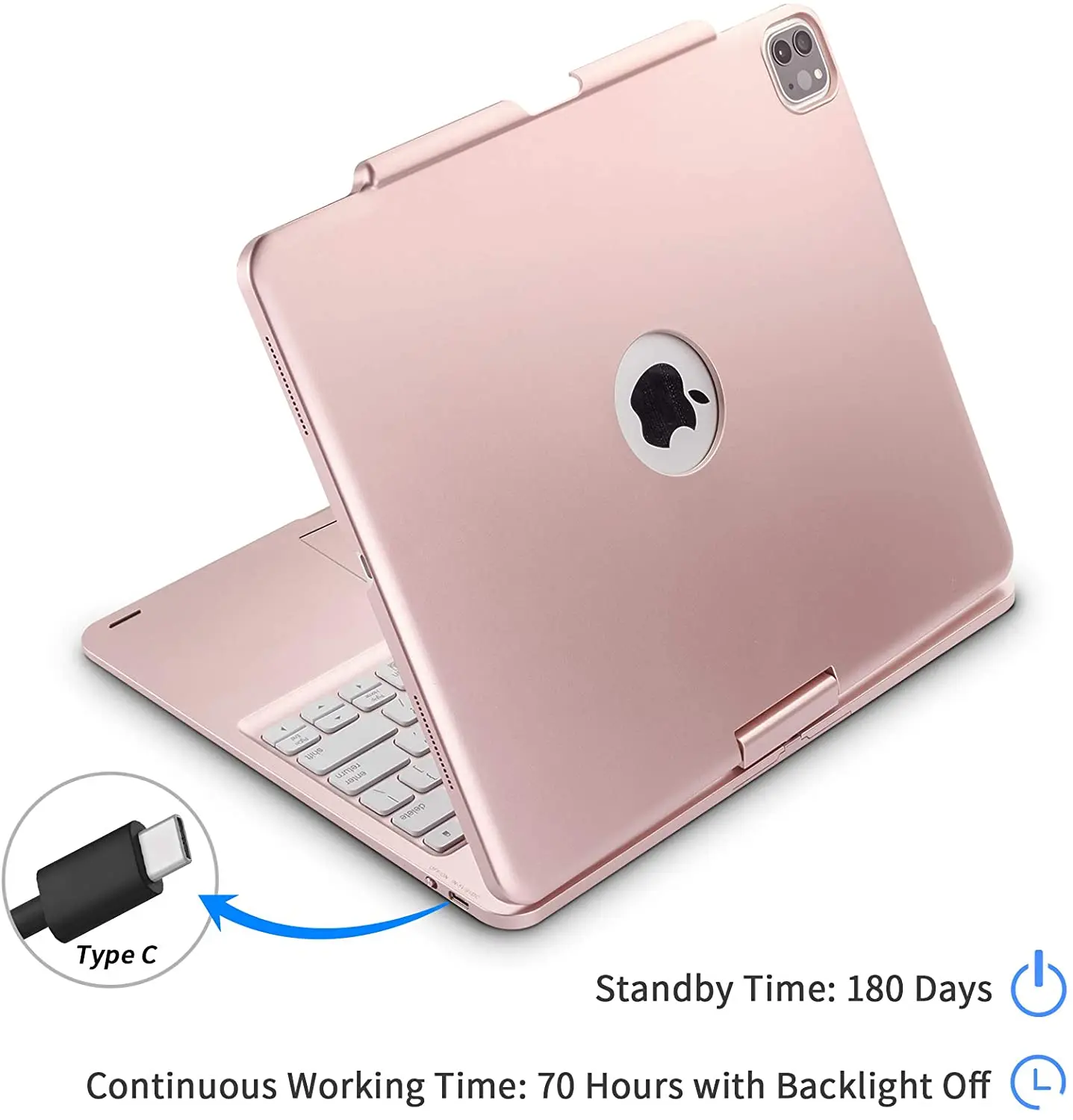 RGB-подсветка 2022 Abs жесткий чехол для ПК с клавиатурой Ipad 12 9 360 Вращающаяся