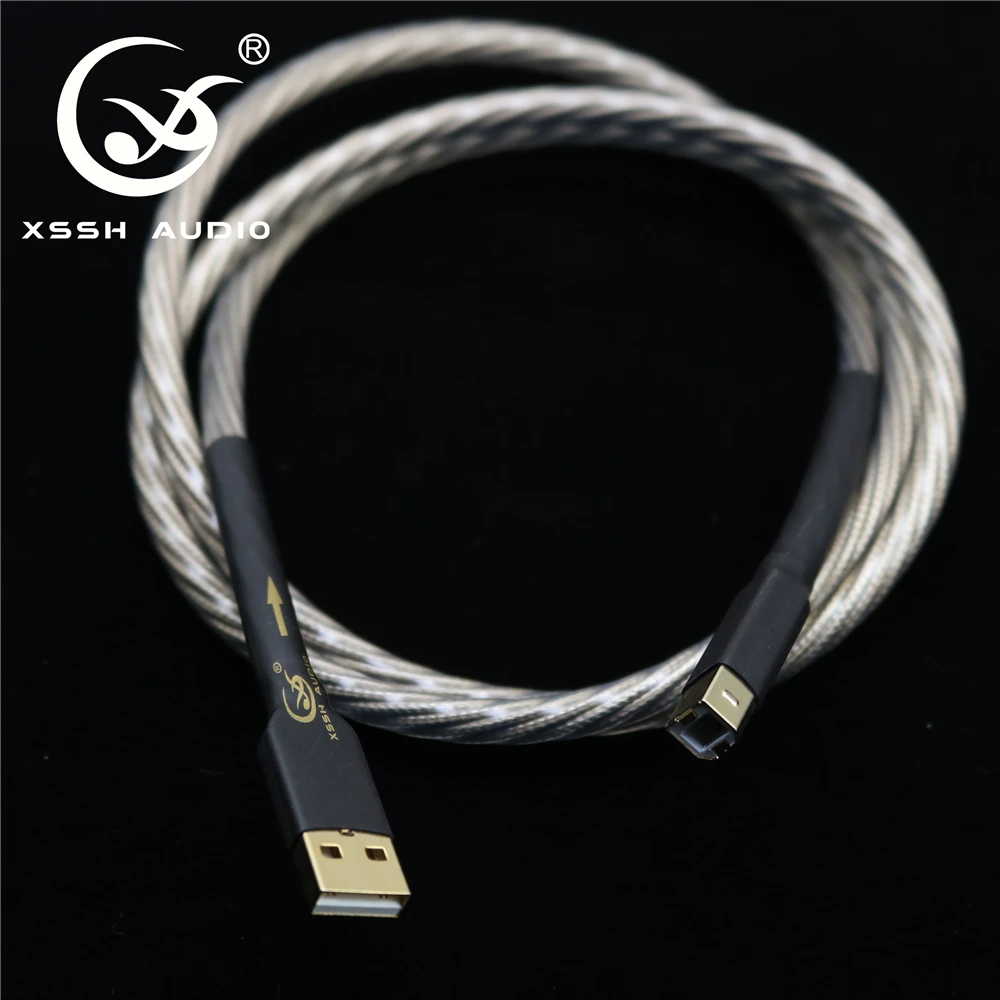 
YIVO XSSH HiFI Hi-end Audio DIY Copper Silver OFC pure copper conductor USB A to USB B Audio cable Cord Wire 