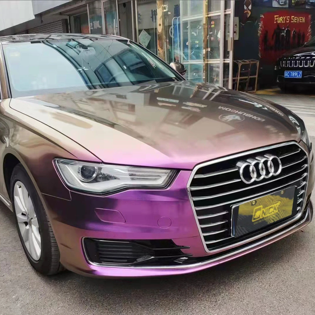 Виниловый глянцевый металлический виниловый чехол для автомобиля с бриллиантовым хамелеоном фиолетовый хром Ник 18 м