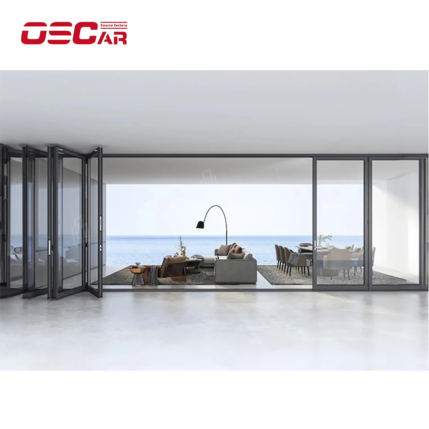 Oscaracso The new listing 3D model design aluminum folding door with frame bathroom folding door