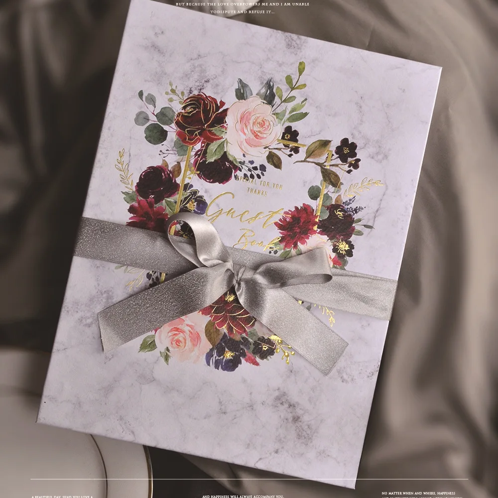 White wedding book guestbook gold foil Birthday wedding guest book