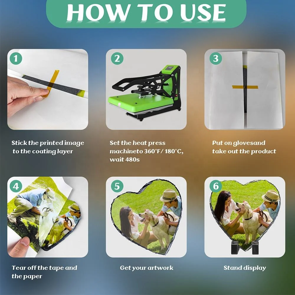 Subbank Sublimation Photo Stone Slate Blanks Custom Photo Heart Shape Frame Rock Slate Sublimation Slates