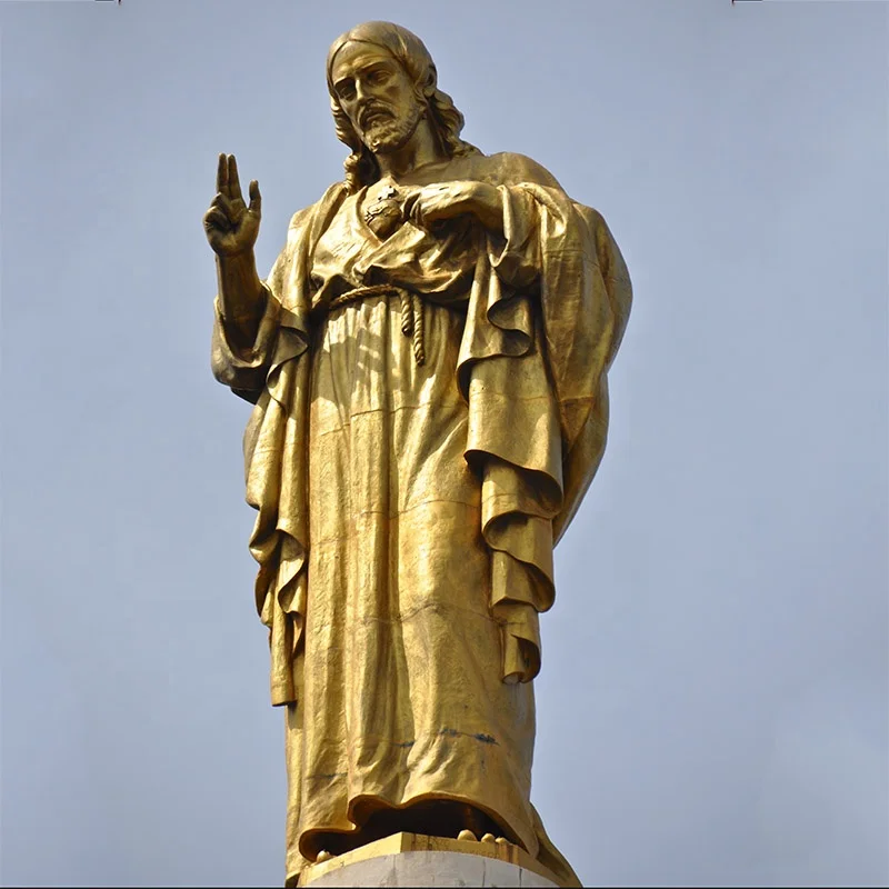 Devotion Church Stock Religious Big Size  Crucifix Family Statues Cross Bronze Cathlic Sacred Heart of Jesus Statue for Sale