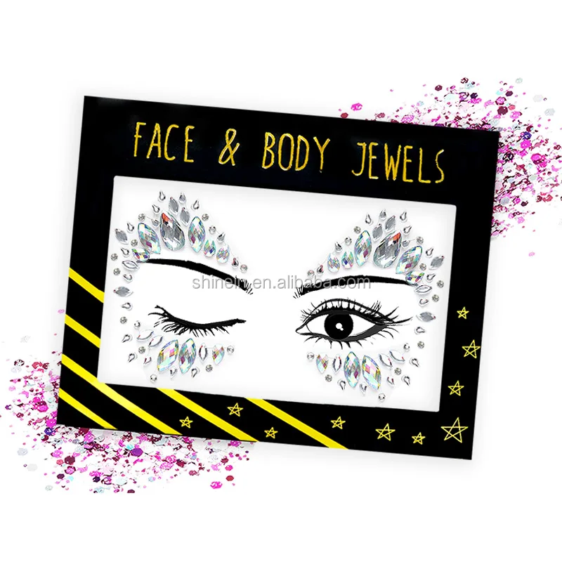 OEM custom rhinestone eye face jewel sticker Temporary 3D crystal gem face sticker