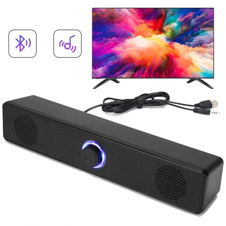 2023 Popular Mega Bass BT Wireless Speaker Computer Sound Bar Home Theater Speakers PC TV Speaker