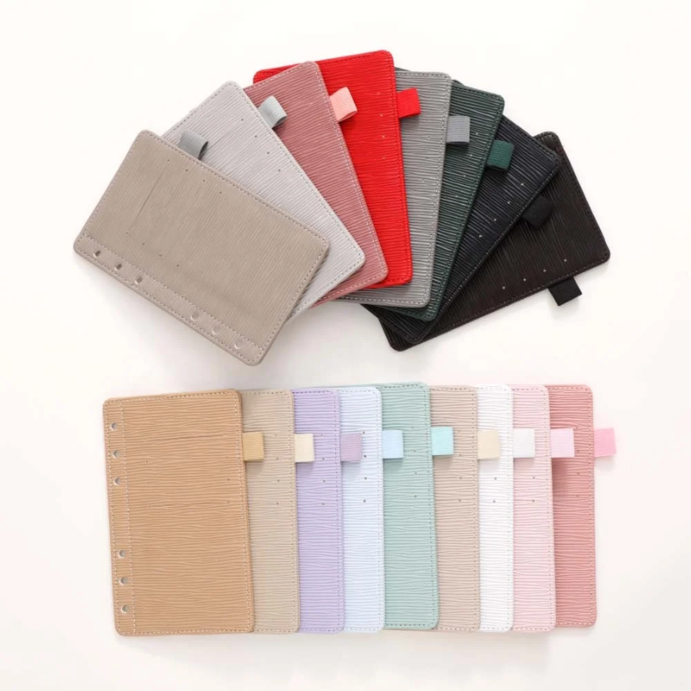 Hongbo Best Selling 17-Color School/Office/Xmas Gift A6 Saffiano Epi Binder Loose Fly Leaf Dashboard with Card Slots & Pen Loop