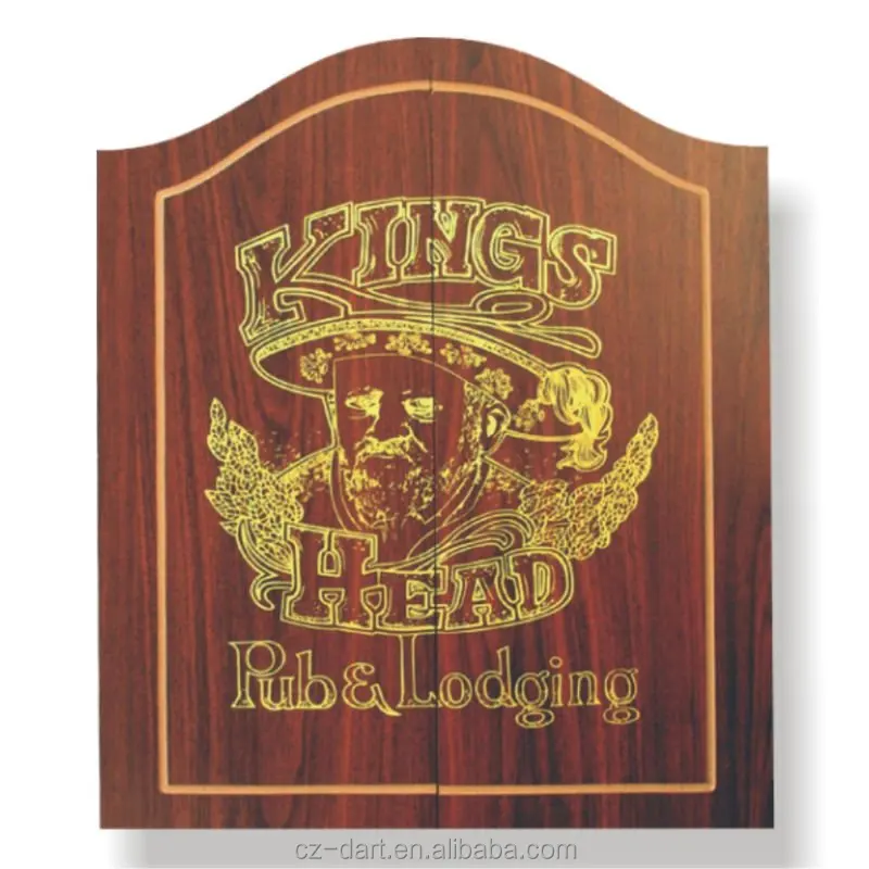 Durable Wall Wooden Dartboard Product  dartboard display in Wood Cabinet with stylish look