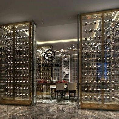 Stainless steel metal modern wine cabinet bar living room furniture