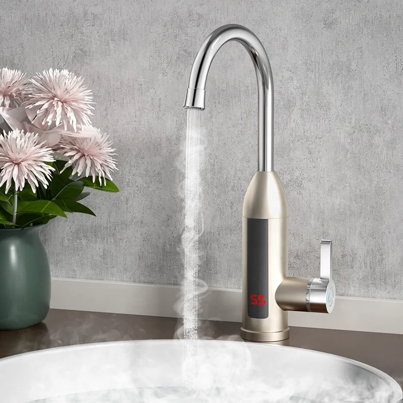 Farmhouse Sink kitchen Care Water Saving Faucet Aerator Push Water Tap Households Chores Faucet-steel With Mini Lcd Screen