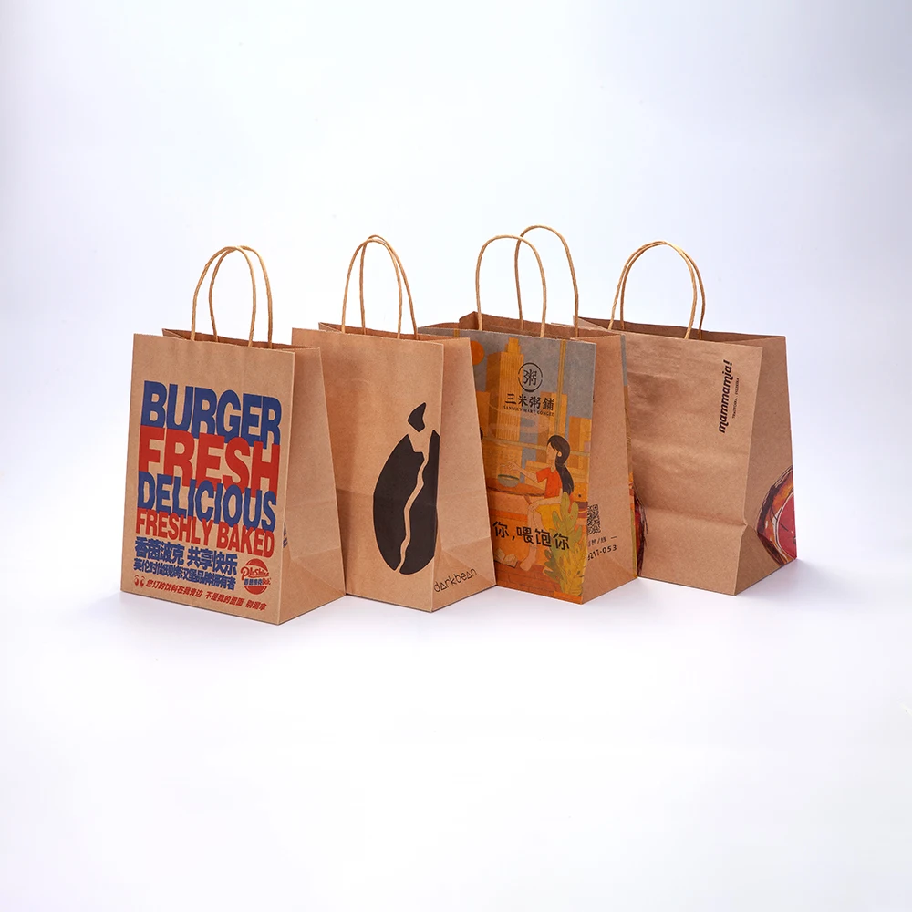 Brown kraft cement paper bag customized environmental protection material kraft paper handbag