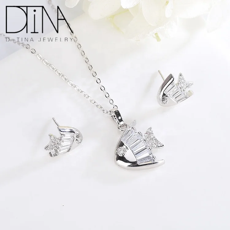 Ожерелье и серьги DTINA с многослойным цирконием покрытием из золота серебра 18 карат ювелирный набор