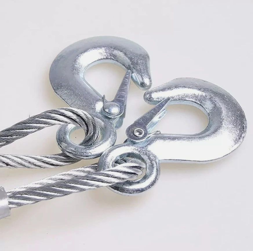 Car Vehicle Boat Steel Wire Tow Cable Towing Strap Rope Hauling Pulling Line with Hook 5 Ton 4m Tow Rope Emergency Steel Length