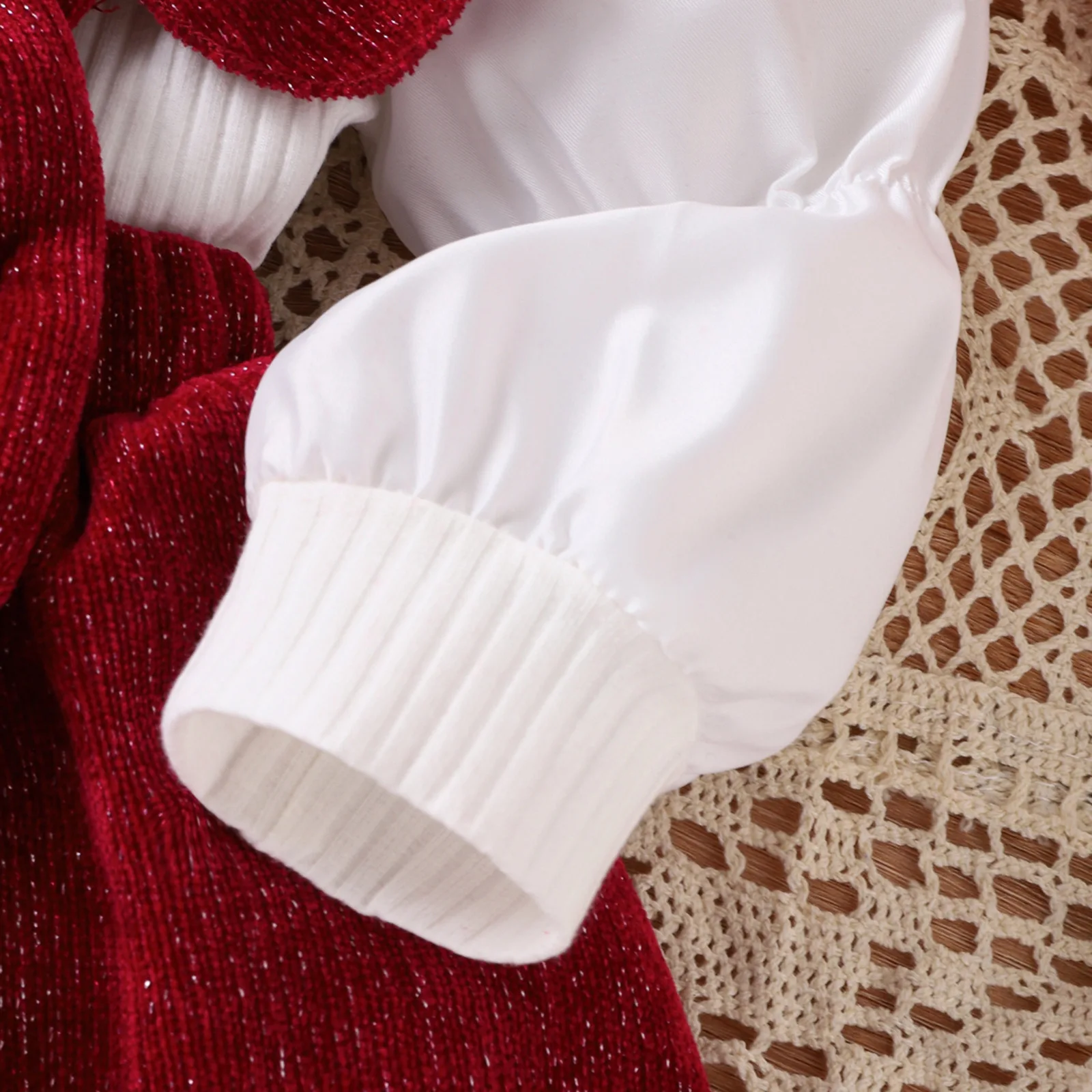 2024 Girl Winter Clothing Sets White Lace Collar Top Corduroy Bow Red Dress Toddler Newborn Christmas Wear Fall Baby Clothes