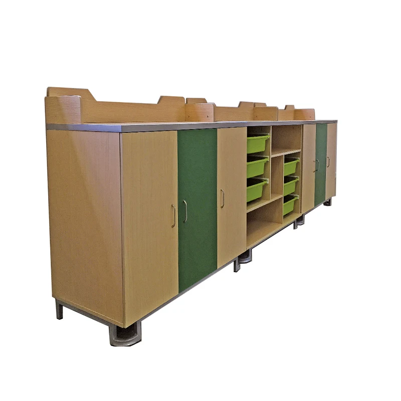 School Child Wooden Environmental Kids book shelf toy storage cabinet
