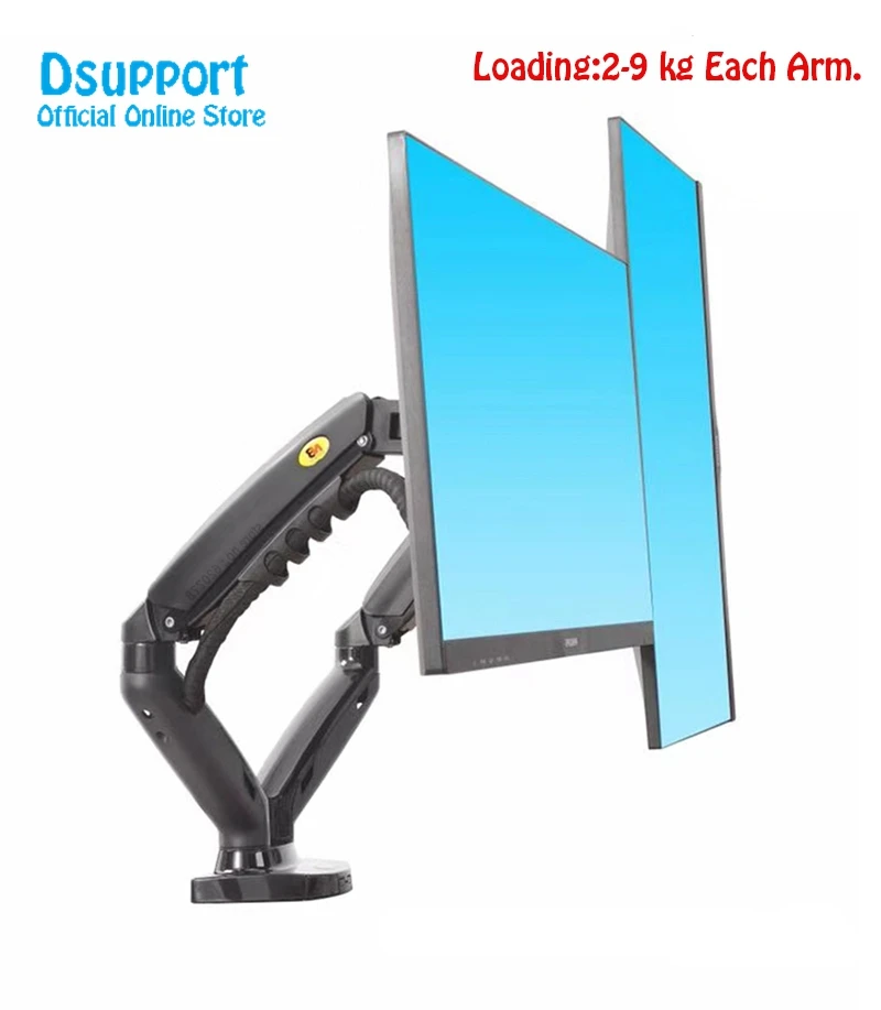 Новинка 2019, настольный держатель F160 с газовой пружиной для монитора 17-27 дюймов, кронштейн для крепления монитора на руку, нагрузка 2-9 кг на каждую руку