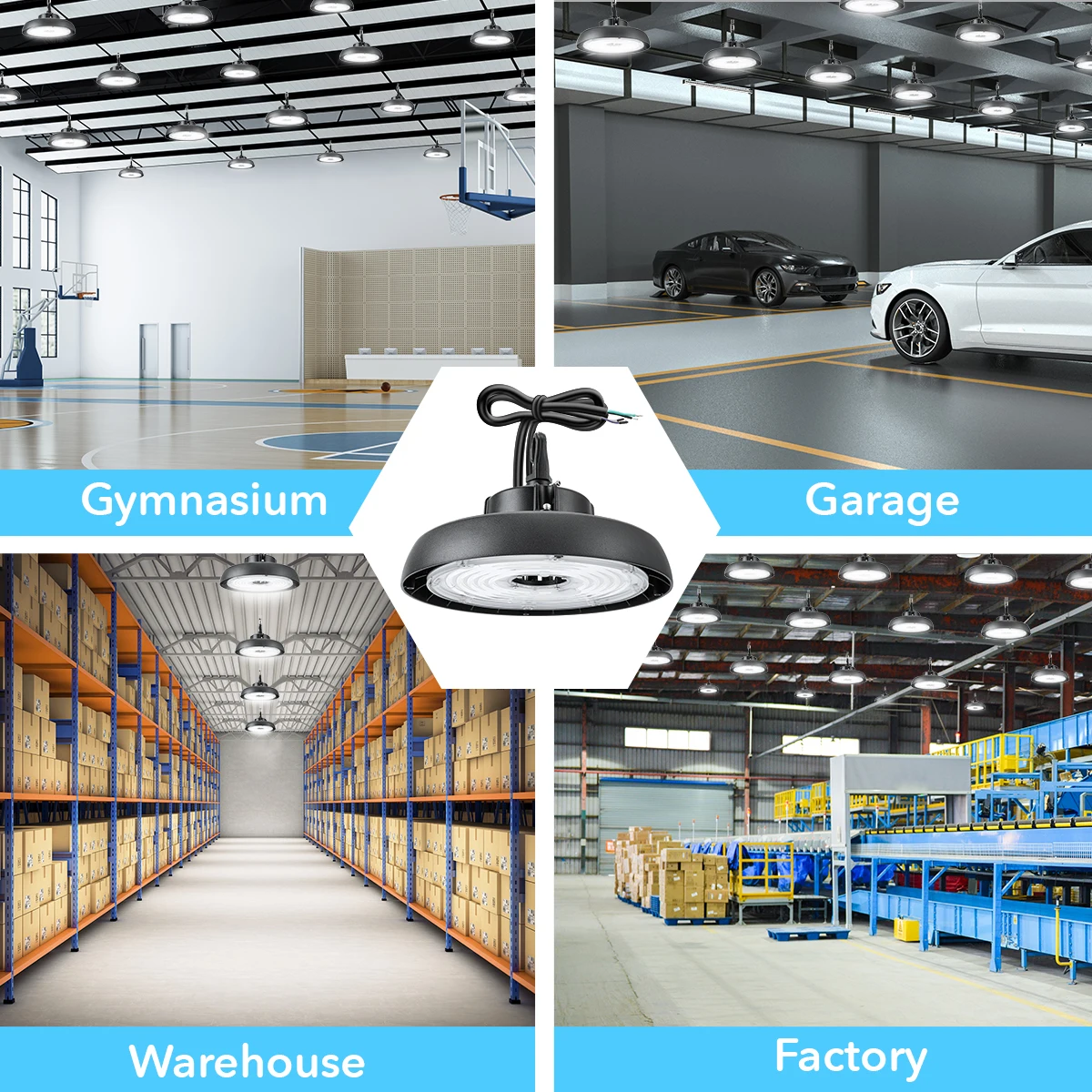 150W UFO LED High Bay Light,21000 LM with US Plug 5000K,Commercial Industrial Warehouse Shop Barn Garage Area Lighting Fixture