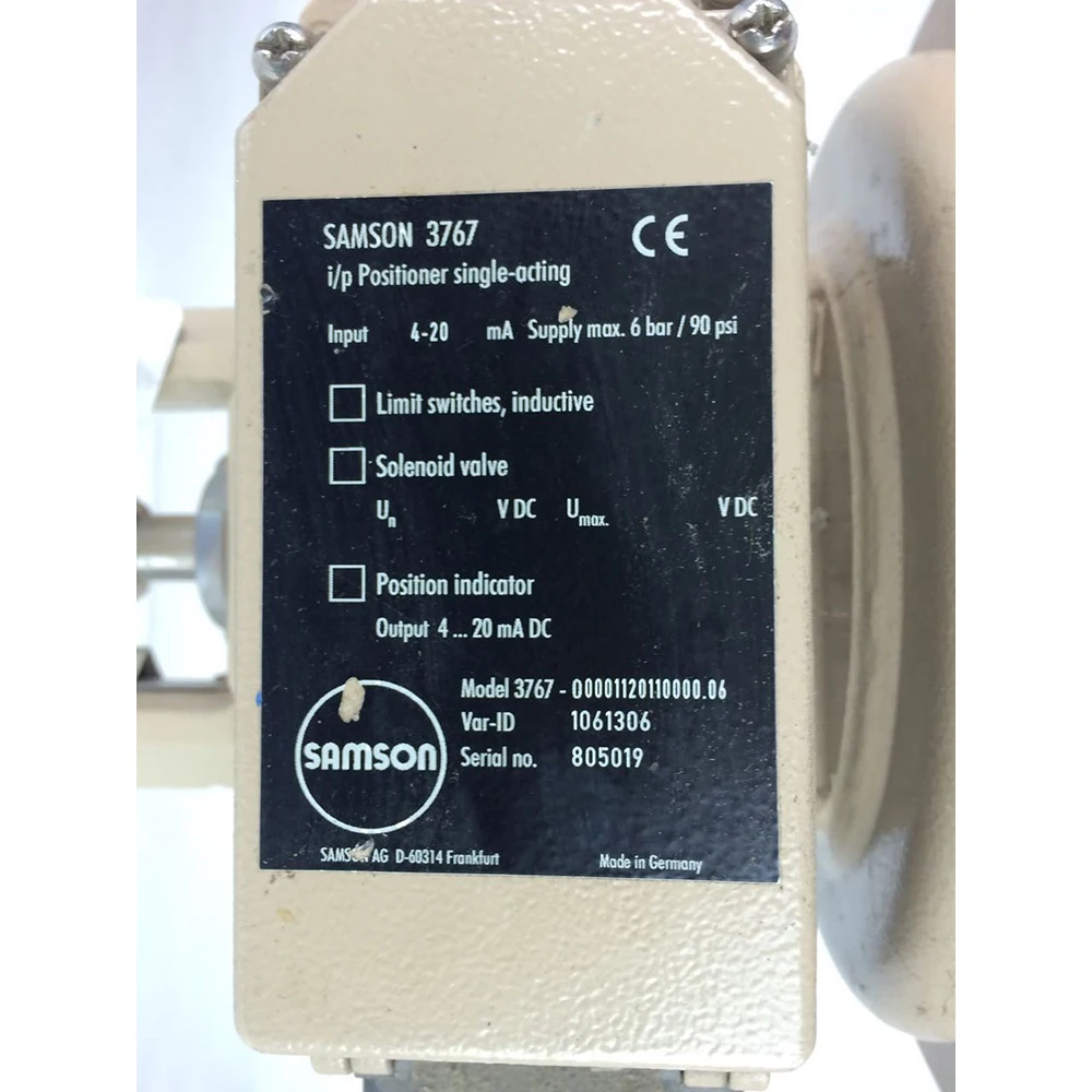 Samson 3767 Electropneumatic Positioner 3766 3767 Valve Positioner for Control Valve