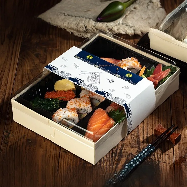 Estick Hot Sale Package Classical Rectangular Japanese Plastic Takeaway Box Fast Food Platter Packaging Sushi Tray High Quality