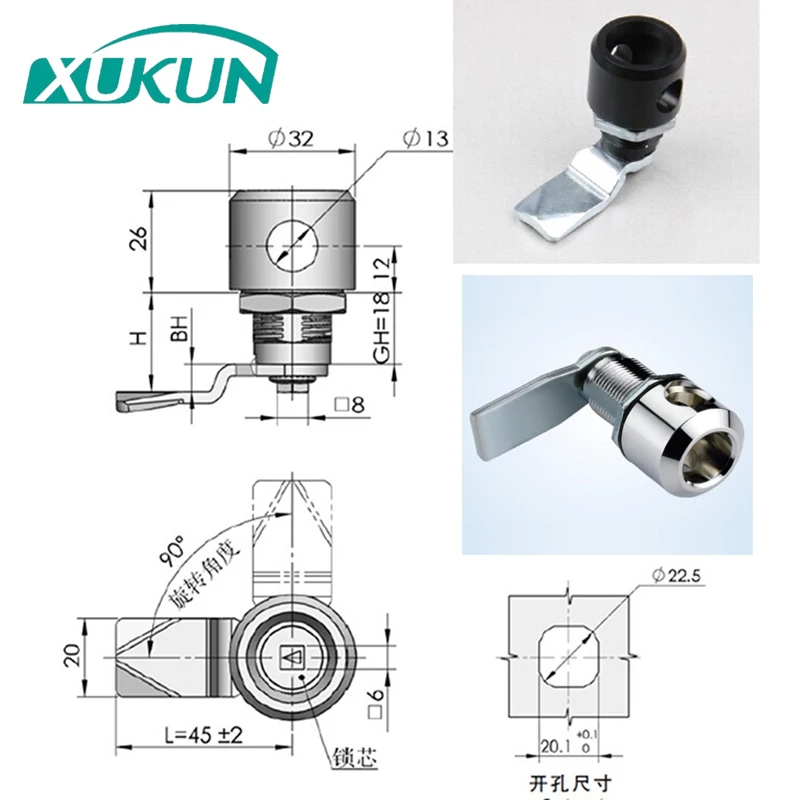 
XK203B XK203W Electric cabinet electrical door box Installable padlock With hanging round head lock 