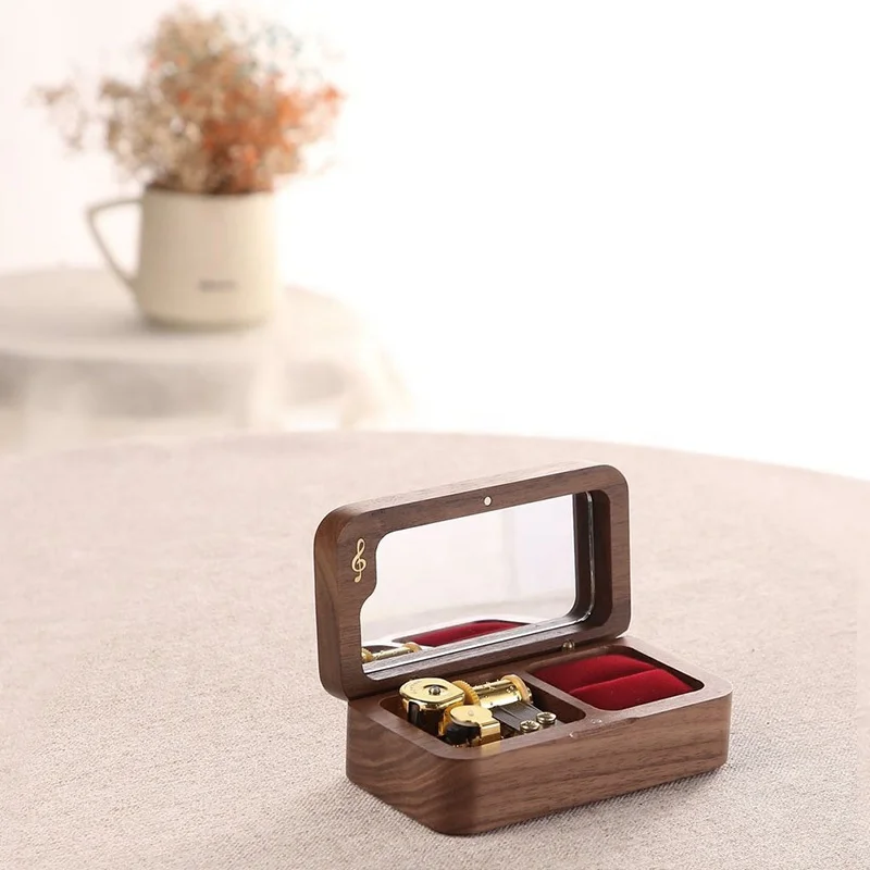 Wholesale Custom Wedding Ring Music Box Rectangular Music Box Engagement Proposal Creative Gift DIY Engraving