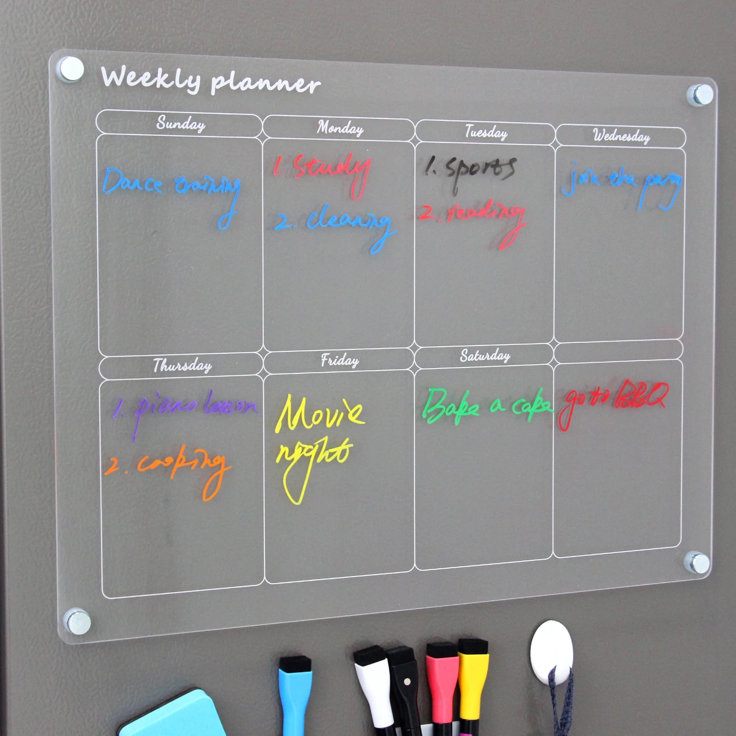Fridge Magnet Weekly Daily Calendar Custom Acrylic Whiteboard Acrylplaner Befestigung Acrylkalender