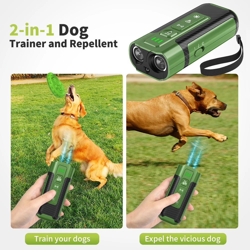 TIZE Multifunction Rechargeable Ultrasonic Dog Deterrent Training Collar Bark Control Handhold Anti Barking Device