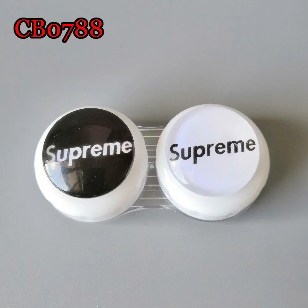 Популярный простой стеклянный чехол для контактных линз с надписью, маленький дорожный бокс CB0788