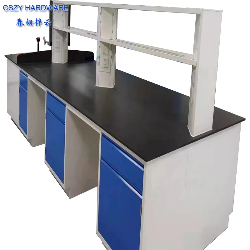 Best Quality & Low Price Steel Wood Physics High School Lab Furniture, Chemistry Laboratory Island Work Bench