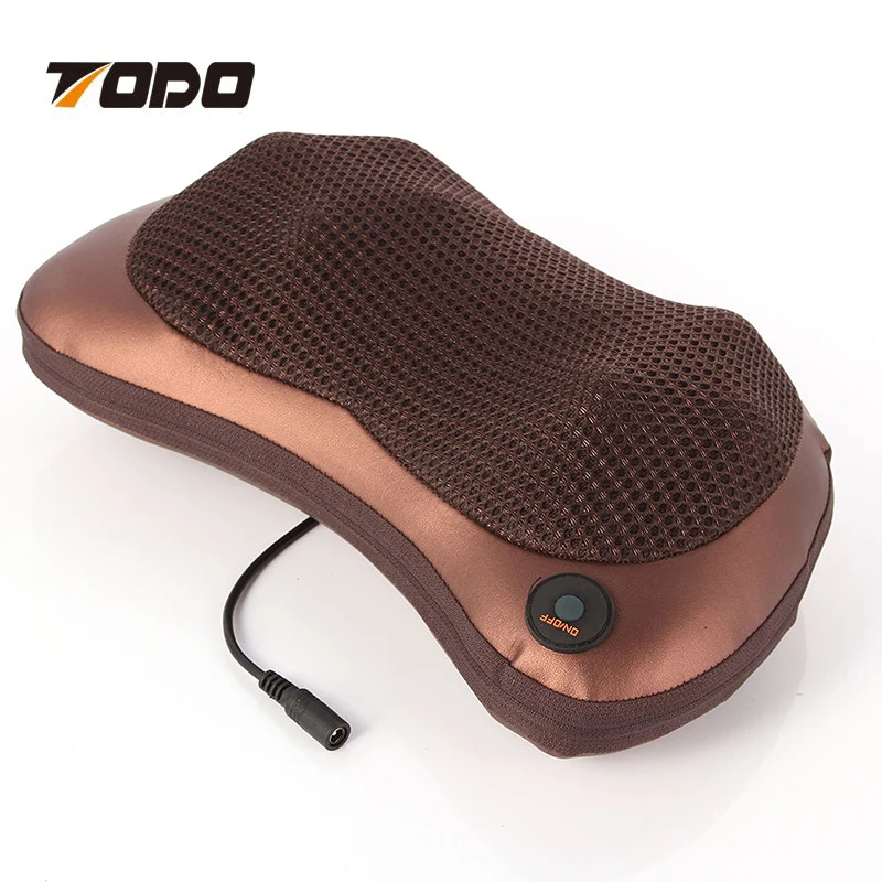 Multi-function electric rechargeable shiatsu kneading neck car seat massage pillow